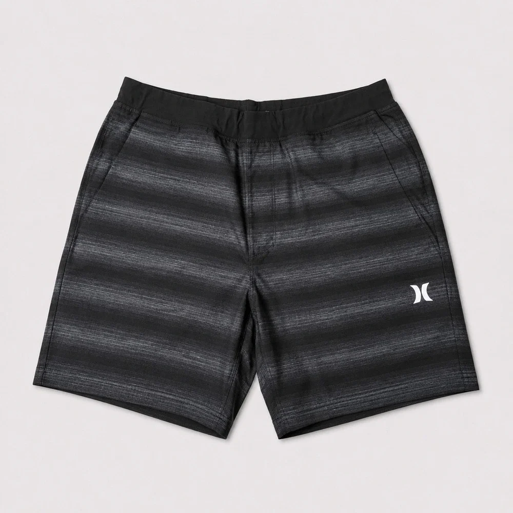 Hurley Mens L Black Board Shorts Swim Surf Stretch Hybrid Performance